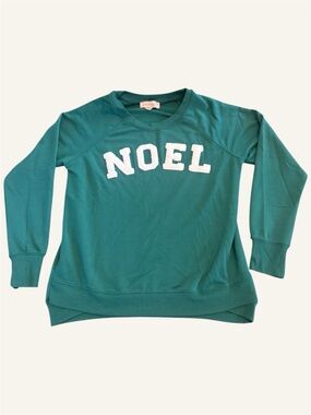 Philosophy Teal Crewneck Sweatshirt with White 'NOEL' Chenille